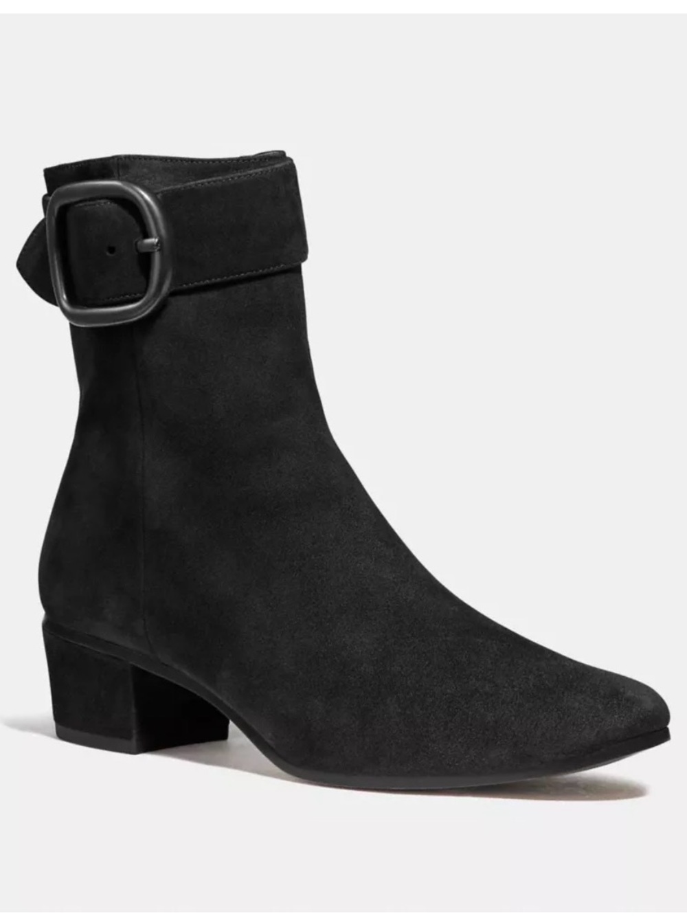 Coach Black Suede Ankle Boots with Side Buckle - Picture 9 of 9